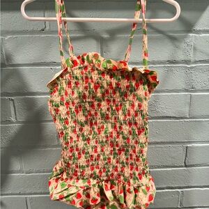 Mini Boden Kids Swim One Piece with strawberry Floral